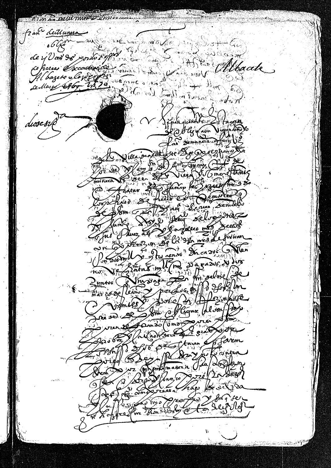 Carta de obligación de Francisco Munera Ruiz, vecino de Albacete, para pagar 2.400 ducados por dos oficios de fieles ejecutores de la villa de Albacete.