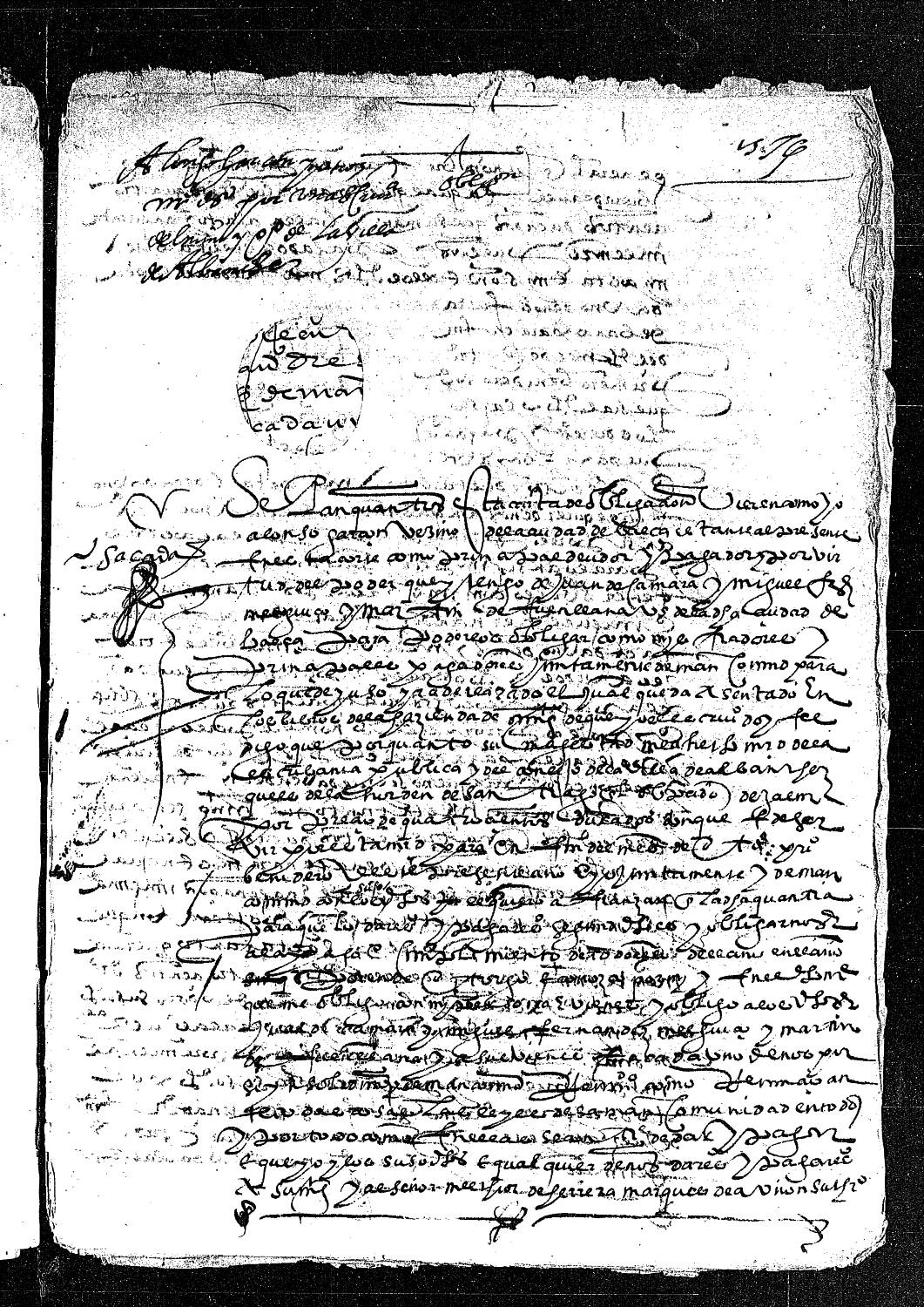 Carta de obligación de Alonso Garzón, vecino de Baeza y deudor, para pagar 400 ducados por el oficio de escribano del Concejo de Albánchez.