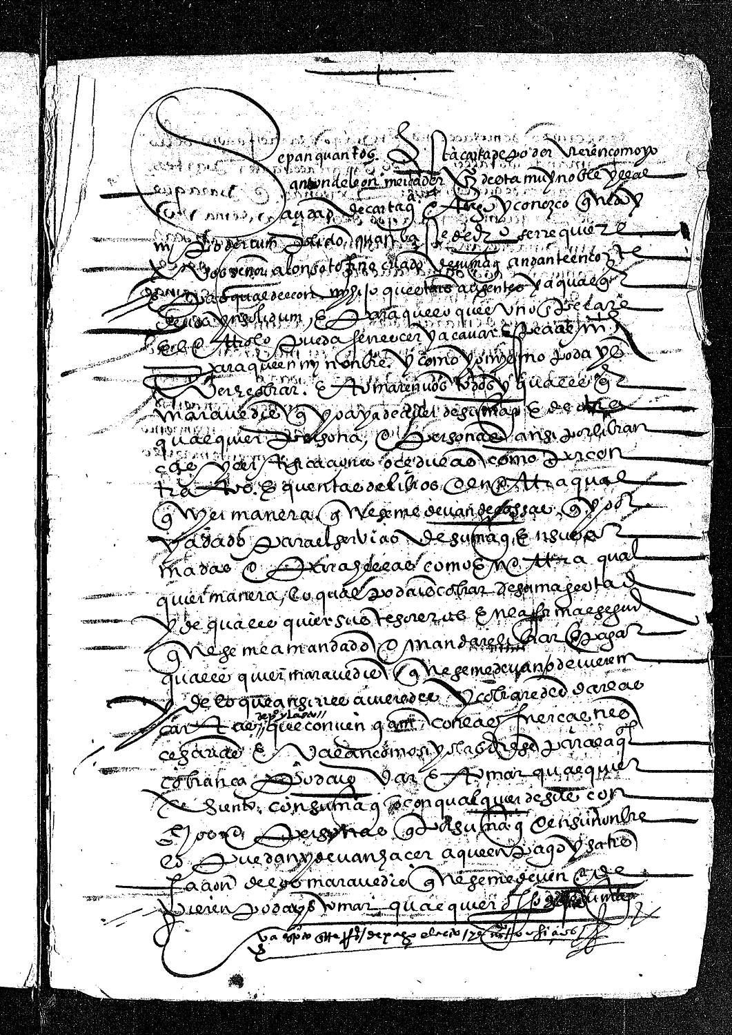 Carta de poder de Antón de León, vecino de Cartagena y mercader, dada a Alonso Tofino y Pascual de León, su hijo, para que puedan cobrar en la Corte lo que le deben.