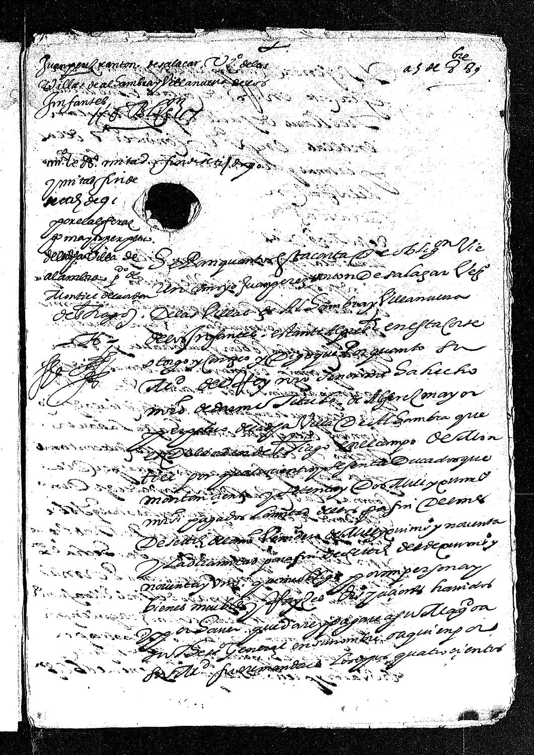 Carta de obligación de Juan Pérez Cantón de Salazar, vecino de Alhambra, para pagar 460 ducados por el título de alférez mayor de dicha villa.
