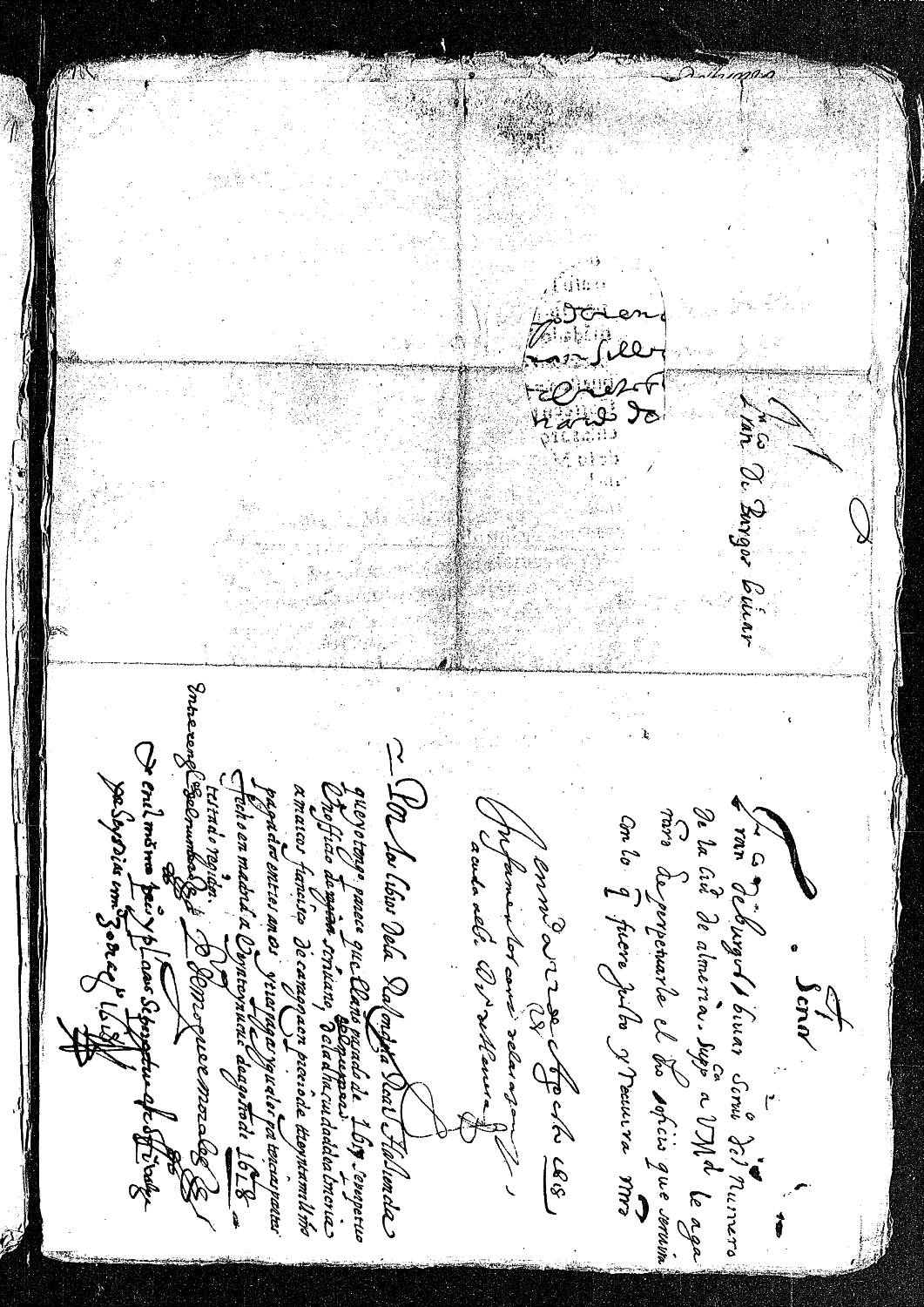 Petición de Francisco de Burgos Vivar,escribano del Ayuntamiento de Almería, solicitando al rey le perpetue su oficio.