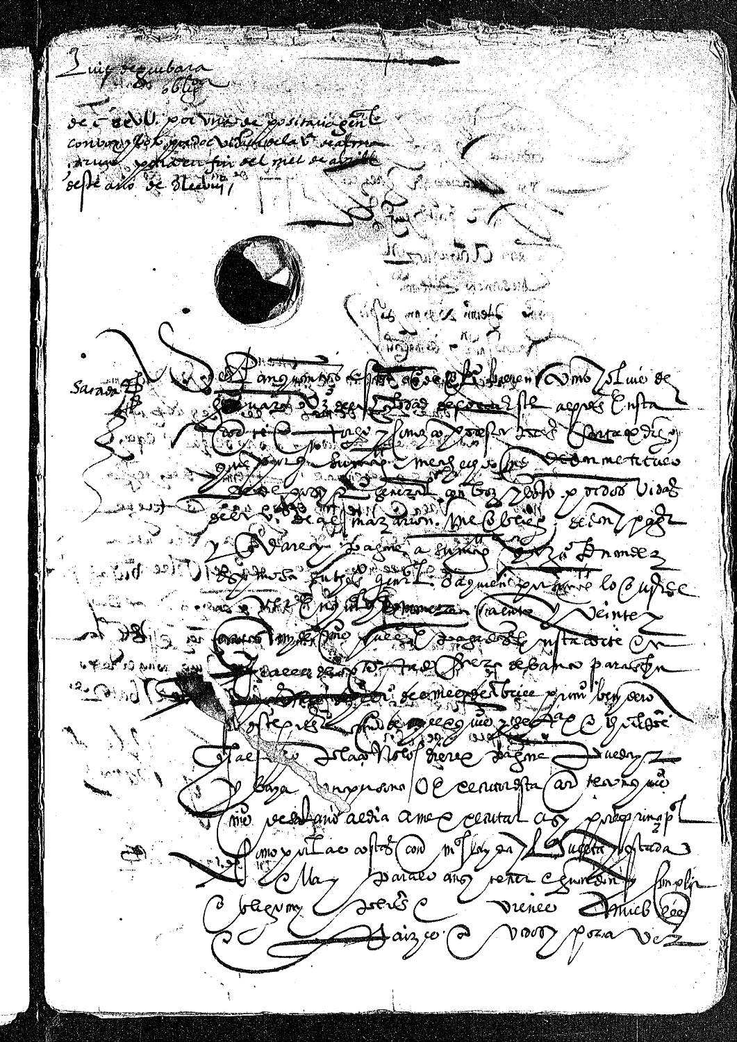 Carta de obligación de Luis de Guevara, vecino de Lorca, para pagar 12.500 maravedís por una depositaría general de Mazarrón.