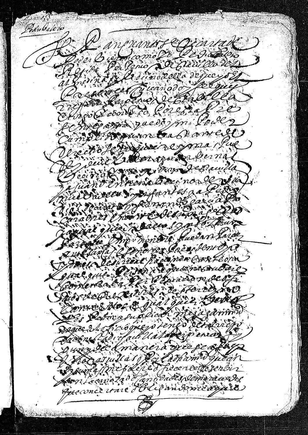 Carta de poder de Pedro Valero dada a Juan Bernal, Juan de Entrena, Pedro Díaz de Zarate y Fernando García, procuradores en la Corte, para que le consigan la perpetuación de su oficio de regidor de Almedina.
