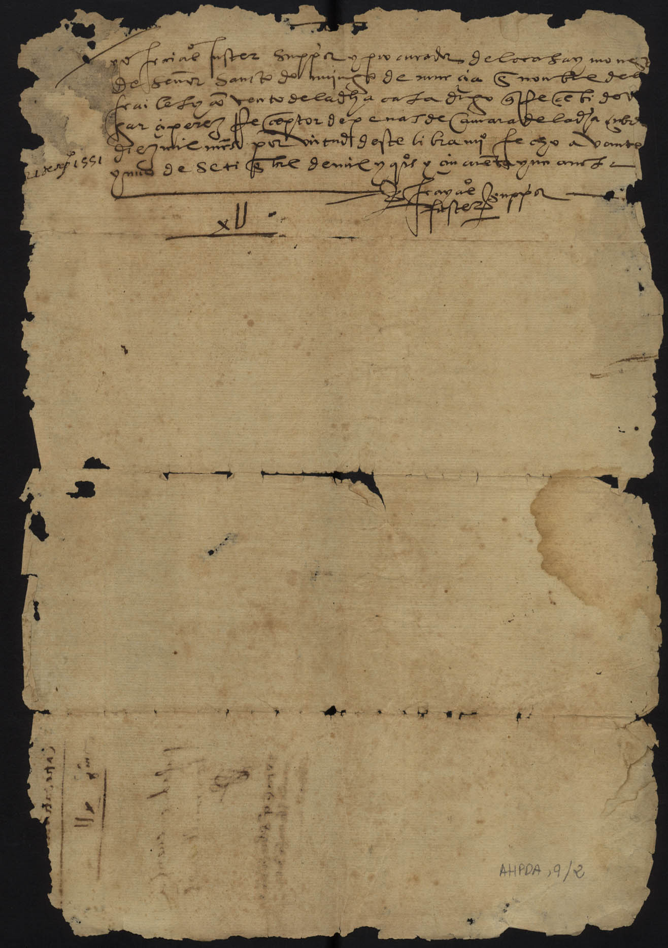 Carta de pago de 10000 maravedíes de Garci Pérez, receptor de penas de Cámara Real, a favor del Convento de Santo Domingo el Real de Murcia.