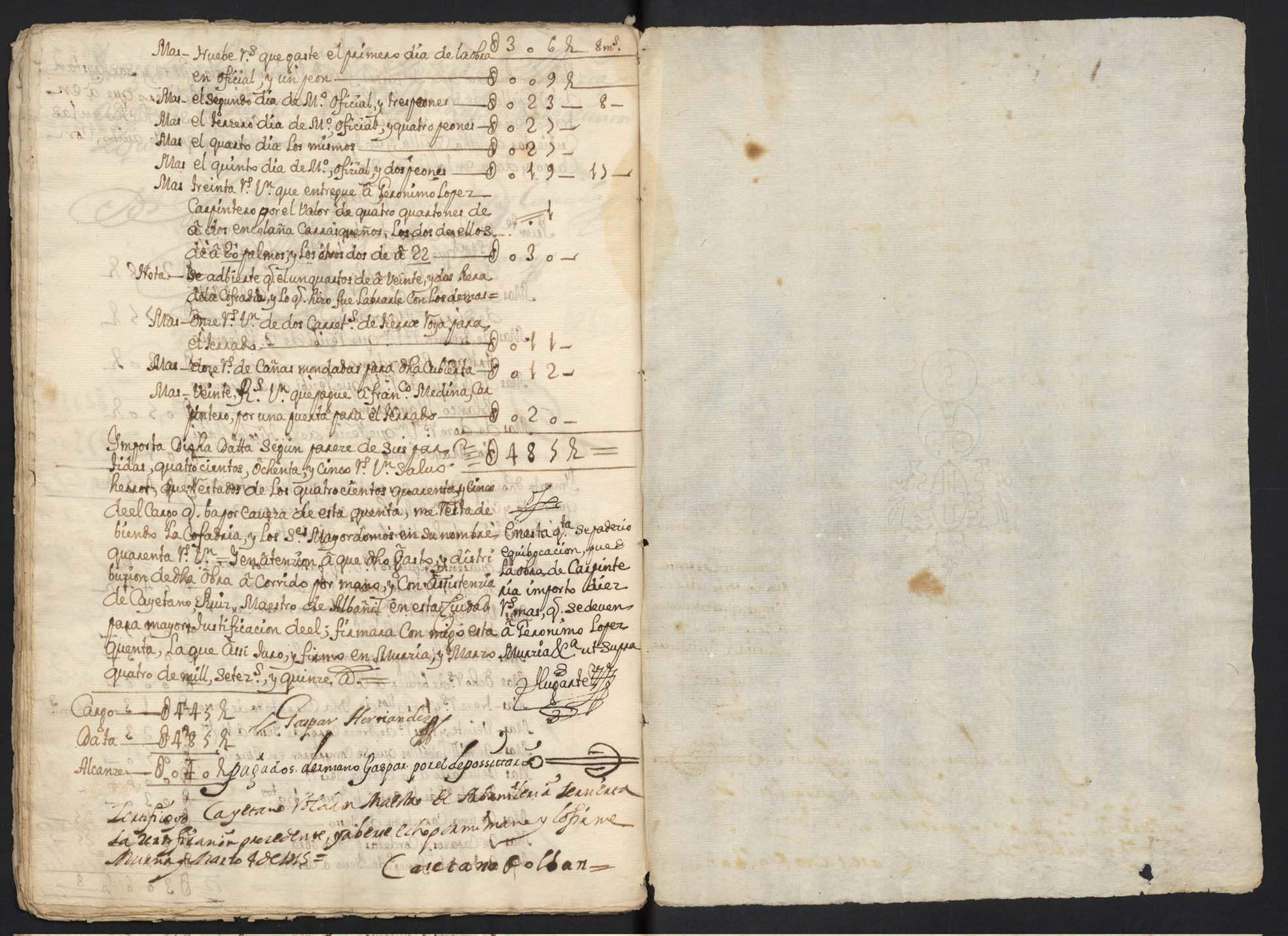 Cuentas de la Cofradía de Jesús de los años 1713 a 1715.