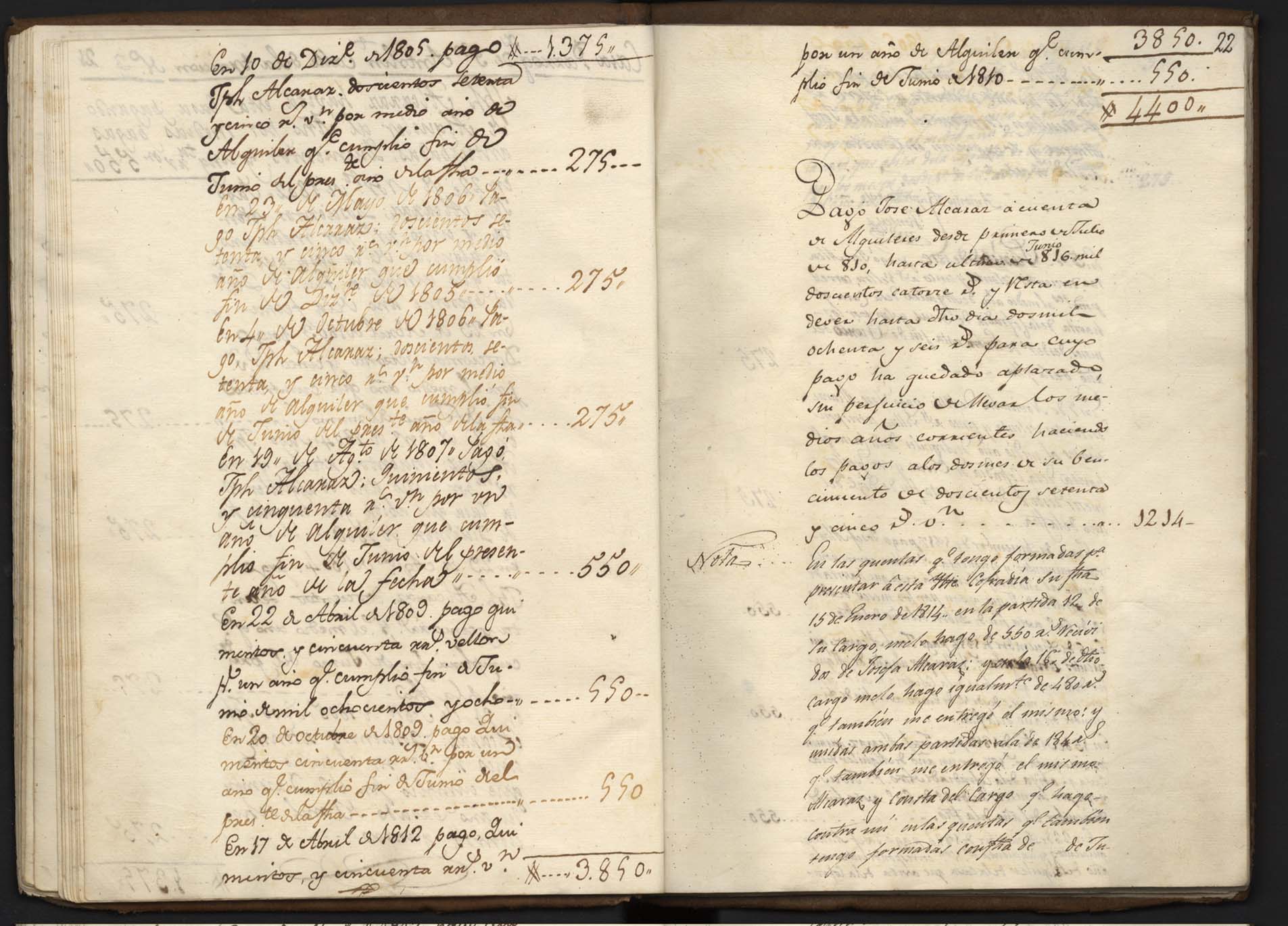 Cuentas de deudores de propiedades y censos de la Cofradía de Jesús de los años 1802 y 1803.