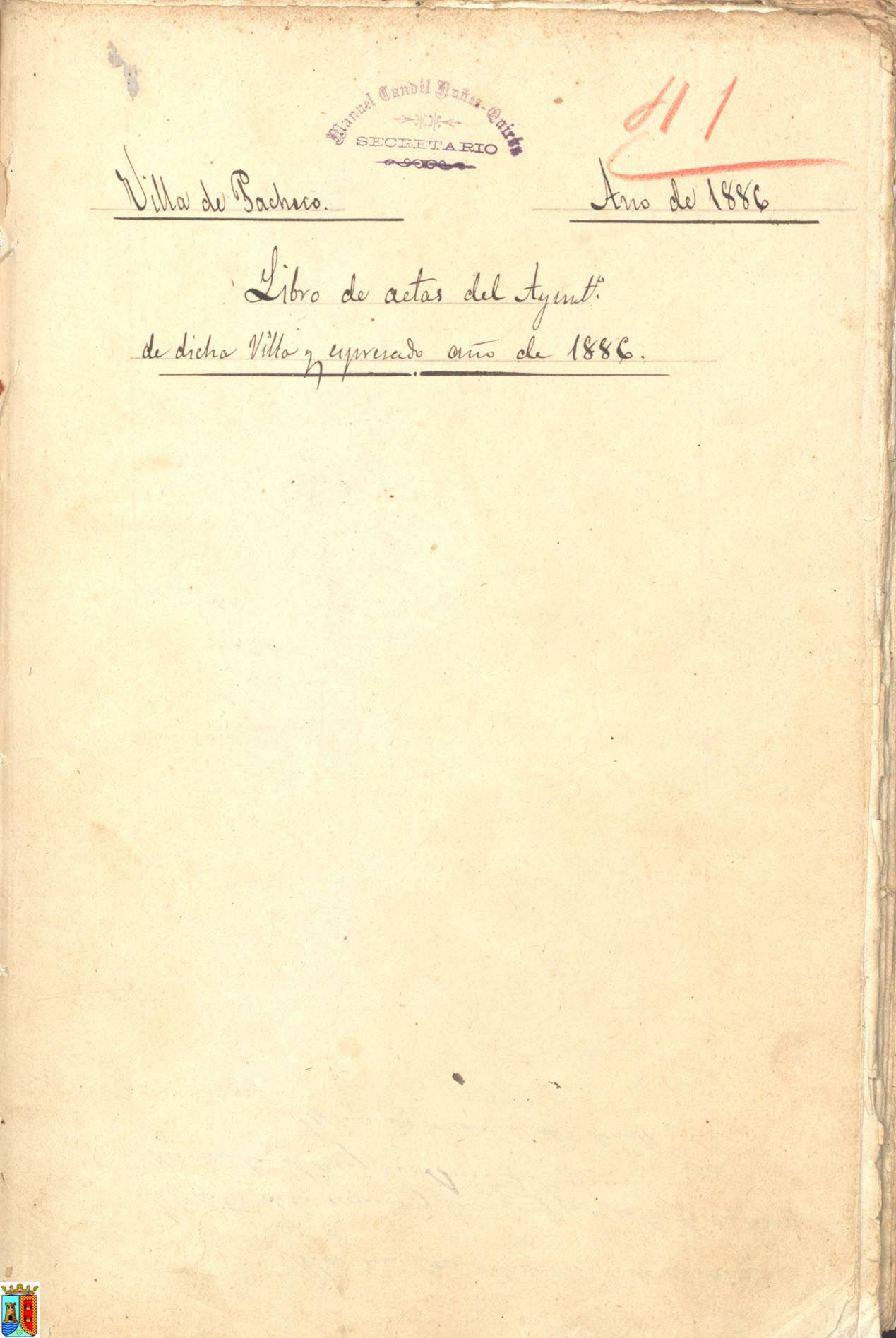 Actas de sesiones del pleno del Ayuntamiento de Torre Pacheco. Año 1886