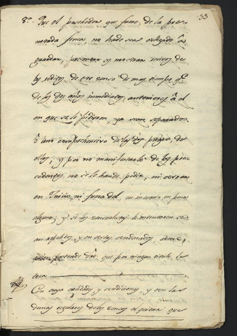 Copia de la escritura de censo del molino de Barranda, perteneciente al vínculo que posee don Juan Fernández Quevedo.