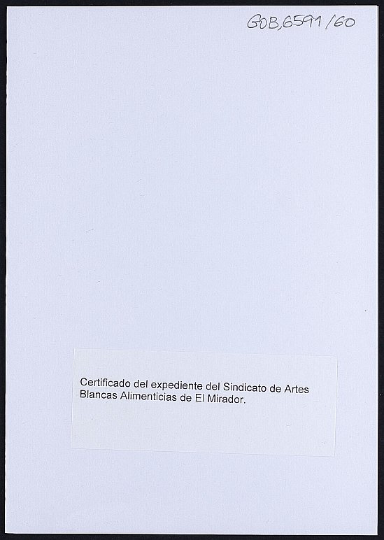 Certificado del expediente del Sindicato de Artes Blancas Alimenticias de El Mirador.