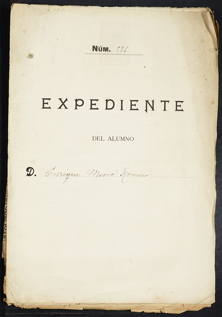 Expediente académico de Enrique Meoro Romero, Nº 581