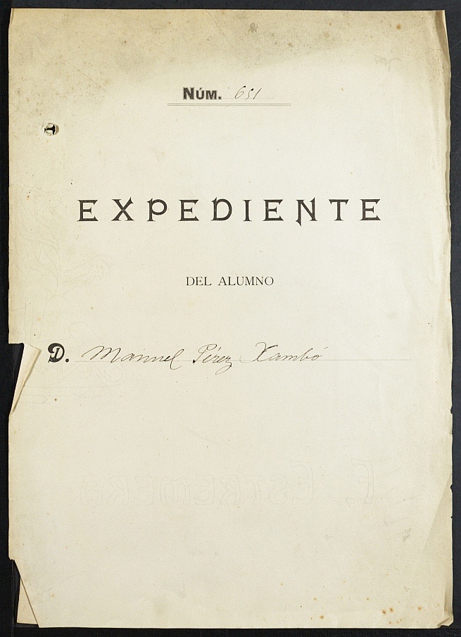 Expediente académico de Manuel Pérez Xambó, Nº 651