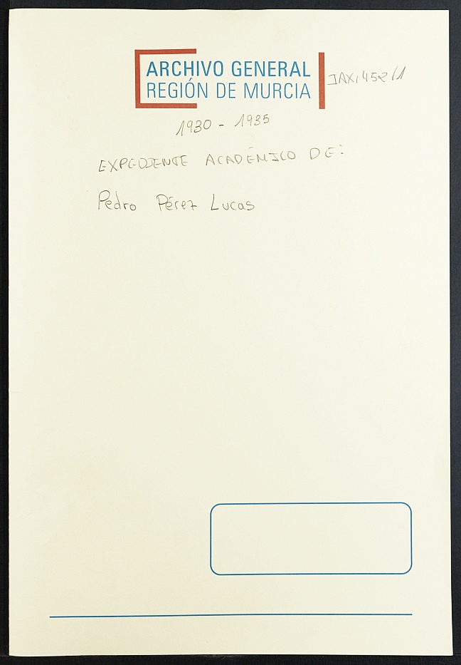 Expediente académico de Pedro Pérez Lucas, Nº 6016