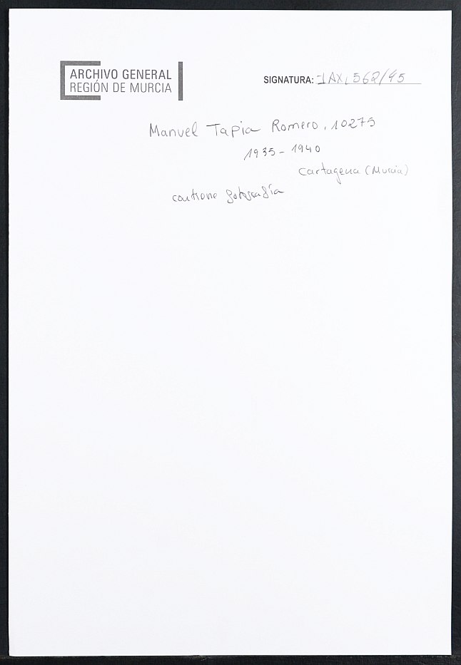 Expediente académico de Manuel Tapia Romero, Nº 10275