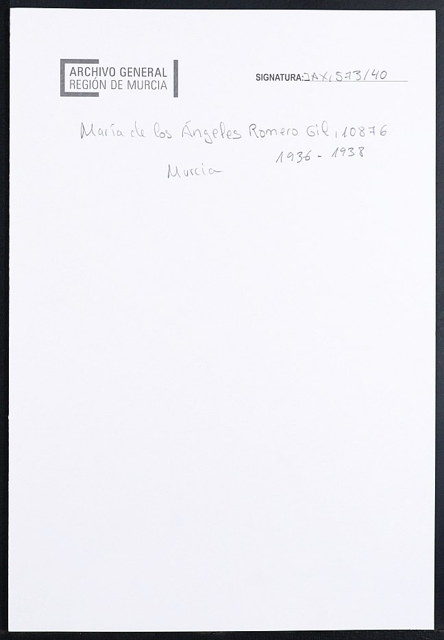 Expediente académico de María de los Ángeles Romero Gil, Nº 10876