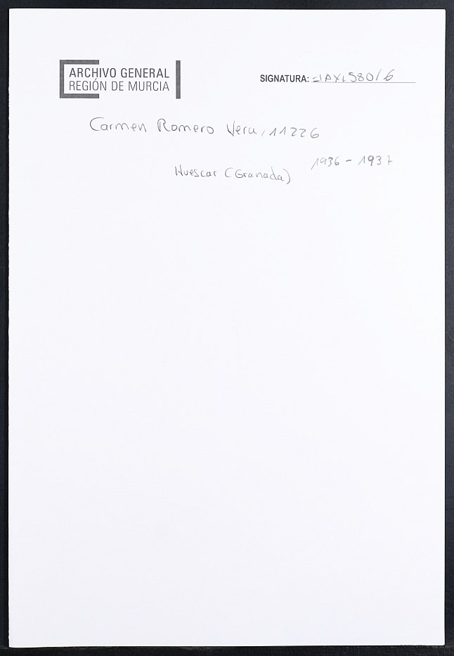 Expediente académico de Carmen Romero Vera, Nº 11226