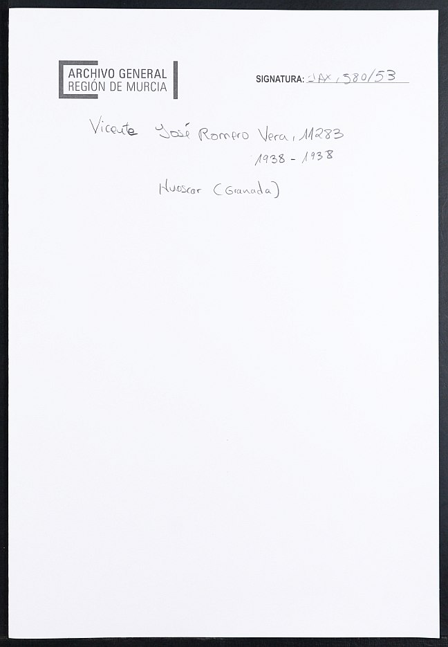 Expediente académico de Vicente José Romero Vera, Nº 11283