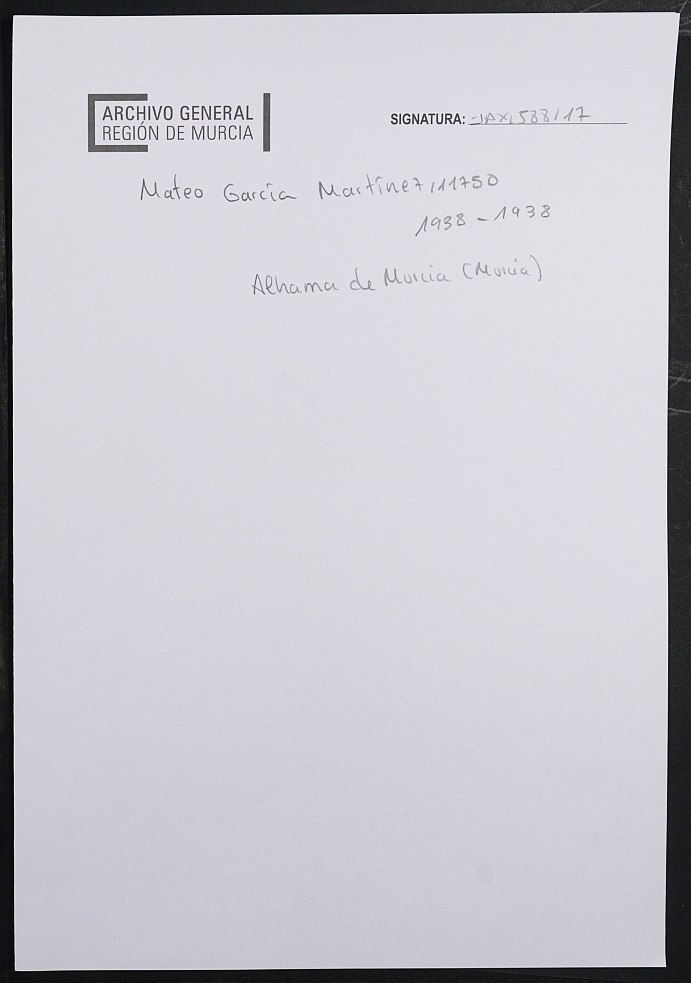 Expediente académico de Mateo García Martínez, Nº 11750