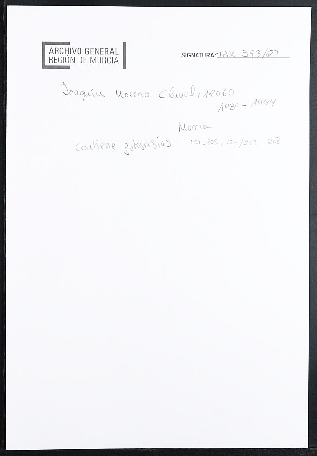 Expediente académico de Joaquín Moreno Clavel, Nº 12060