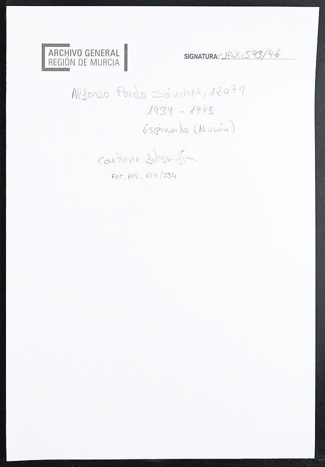 Expediente académico de Alfonso Pardo Sánchez, Nº 12079