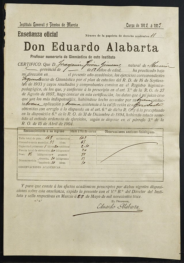 Expediente académico de Joaquín Girón Giménez.