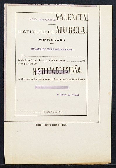 Expediente académico de Francisco de Paula Martínez Valenciano