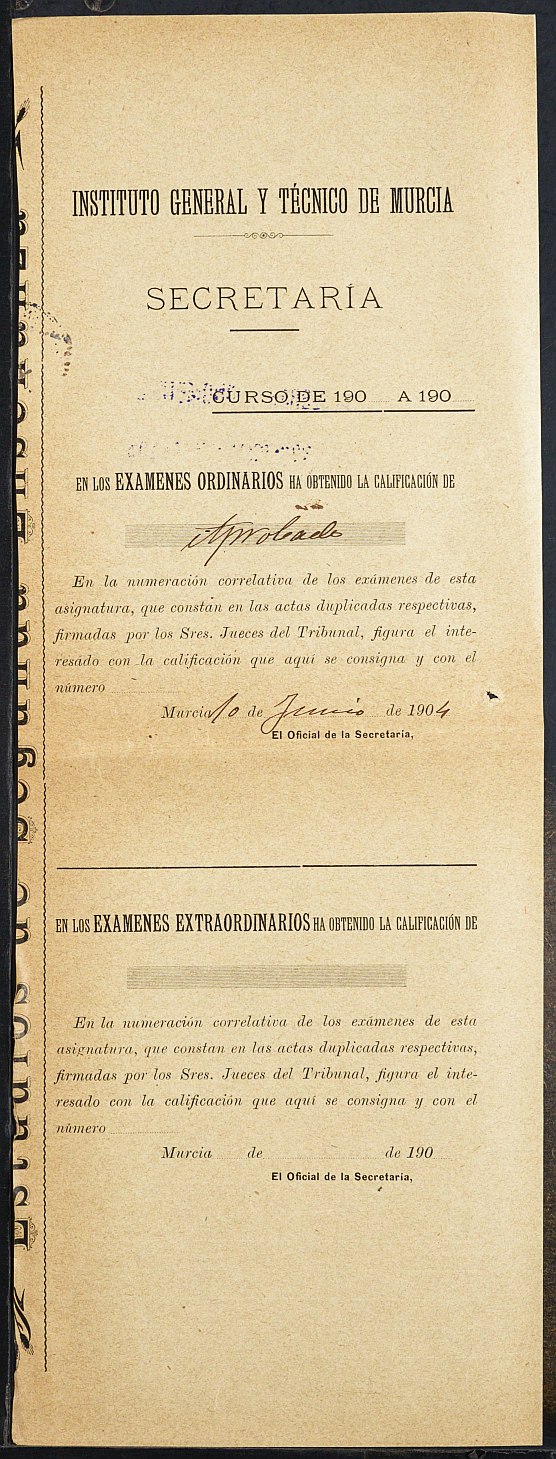 Expediente académico de José Sánchez García.