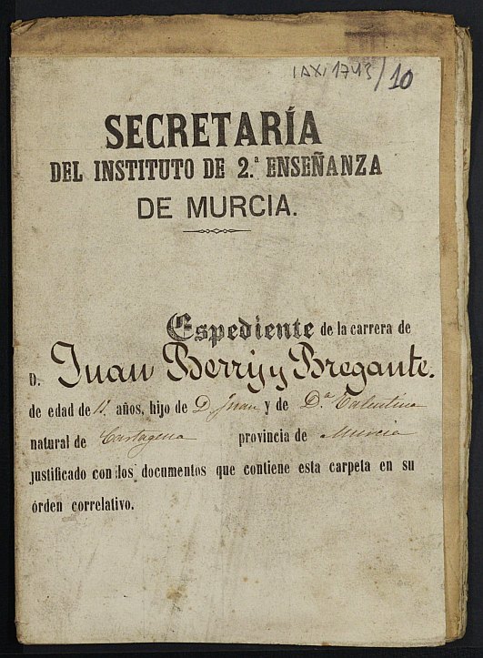 Expediente académico de Juan Berry Bregante.