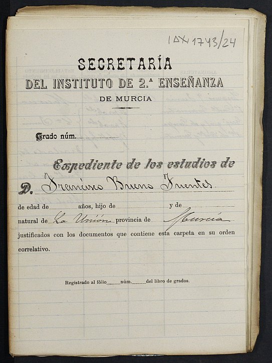 Expediente académico de Francisco Bueno Fuentes.