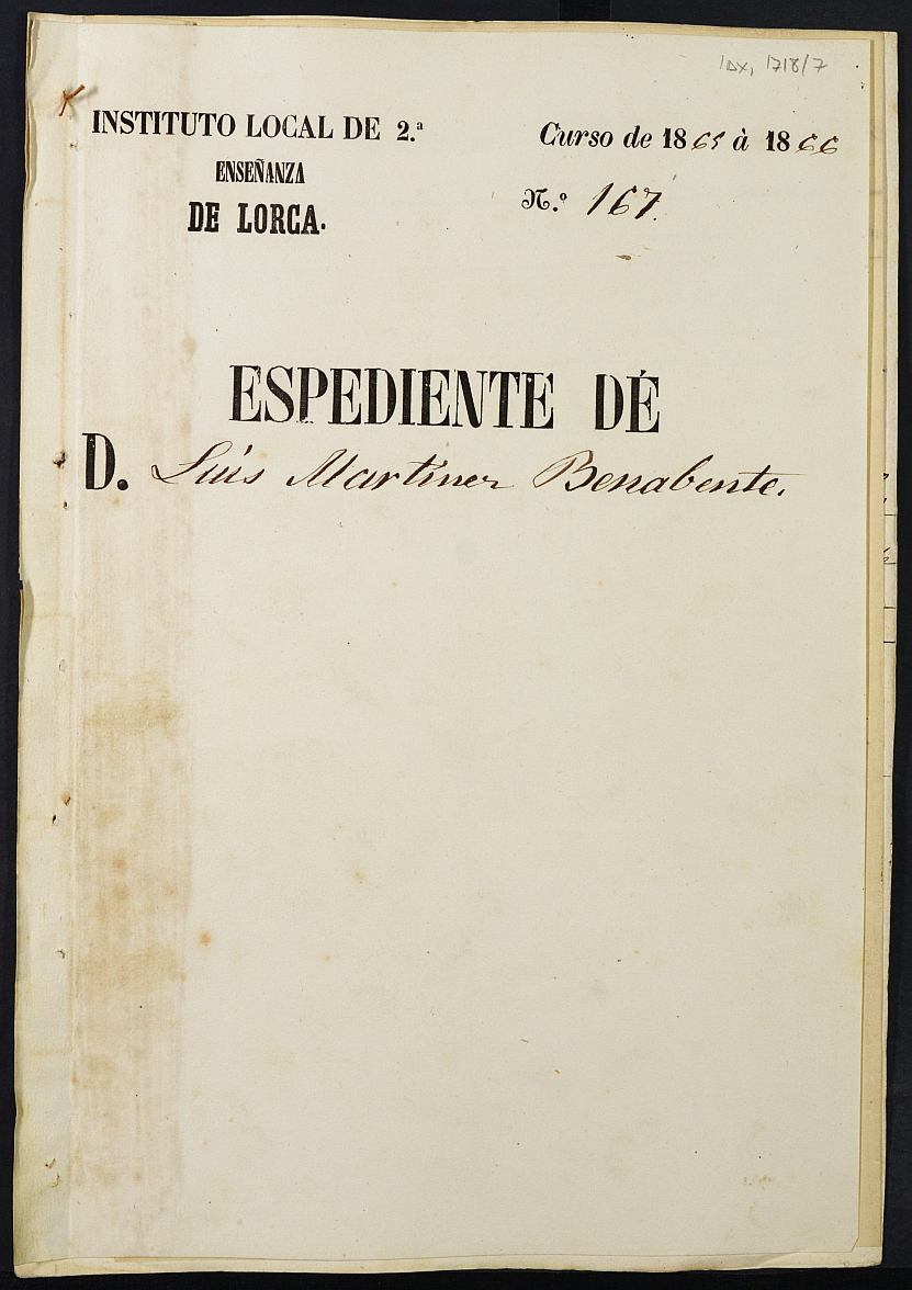 Expediente académico de Luis Martínez Benavente