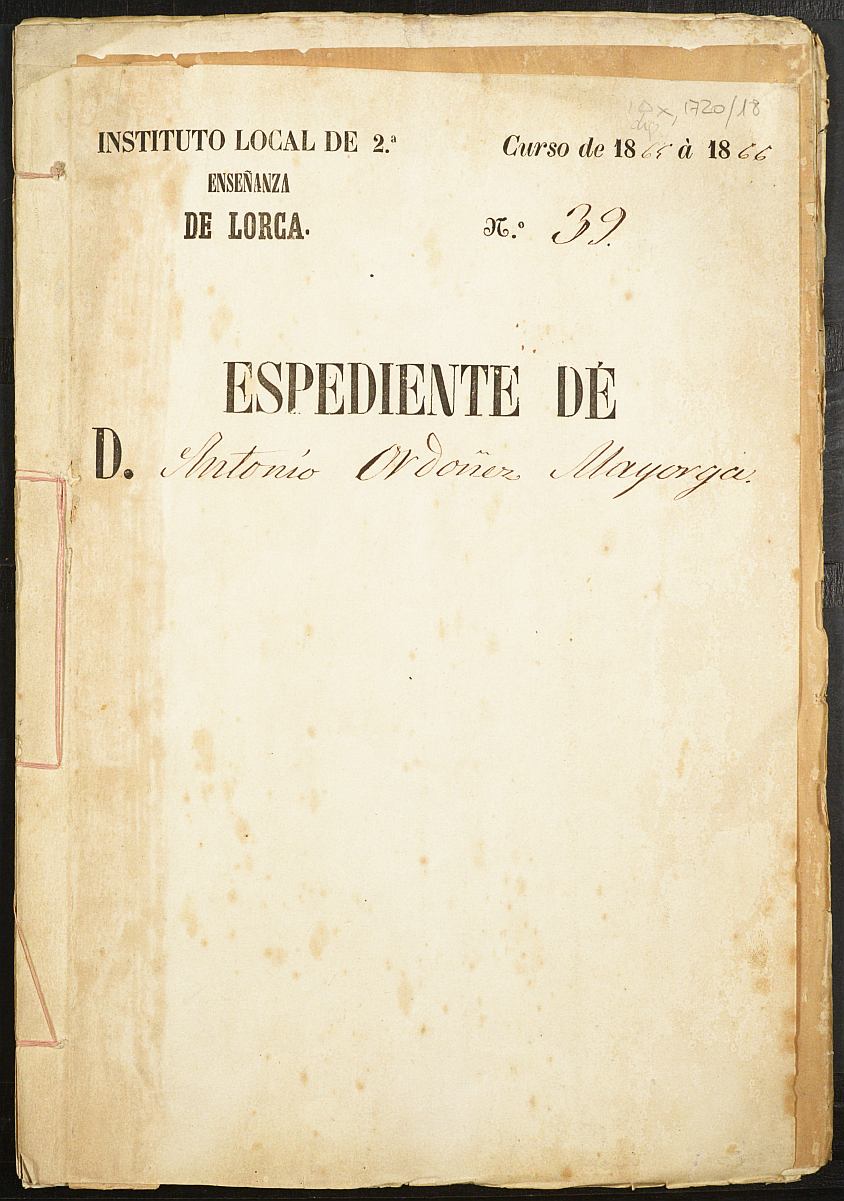 Expediente académico de Antonio Ordoñez Mayorga