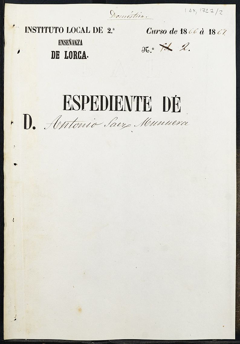 Expediente académico de Antonio Sáez Munuera