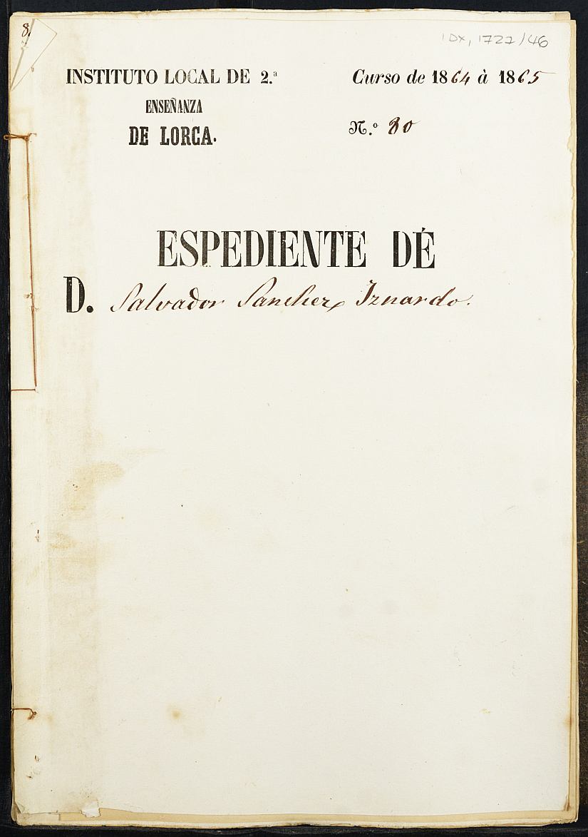 Expediente académico de Salvador Sánchez Iznardo