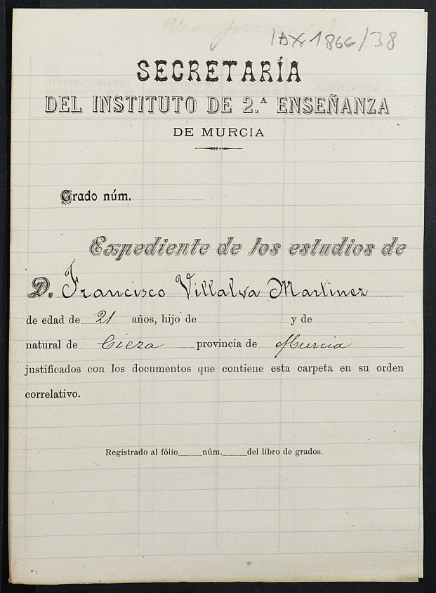 Expediente académico de Francisco Villalba Martínez.