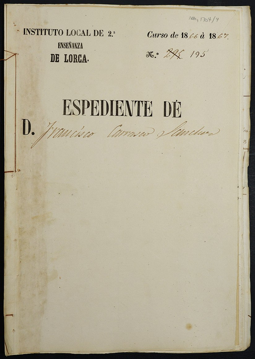 Expediente académico de Francisco Carrasco Sánchez.
