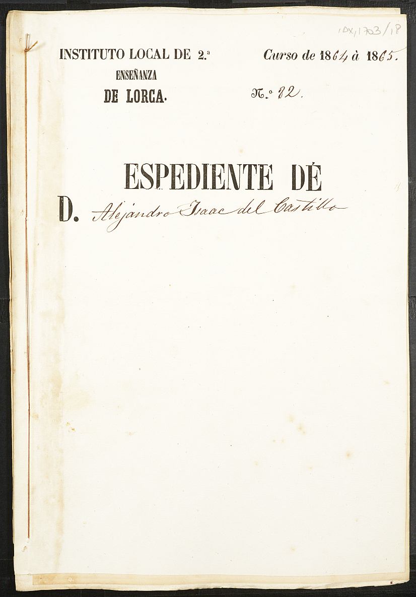 Expediente académico de Alejandro Isaac del Castillo.