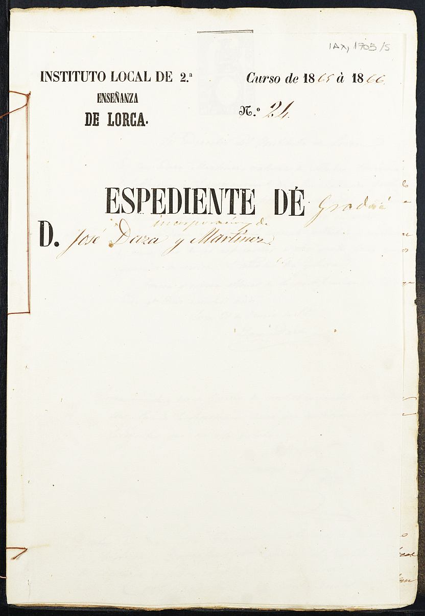 Expediente académico de José Daza Martínez