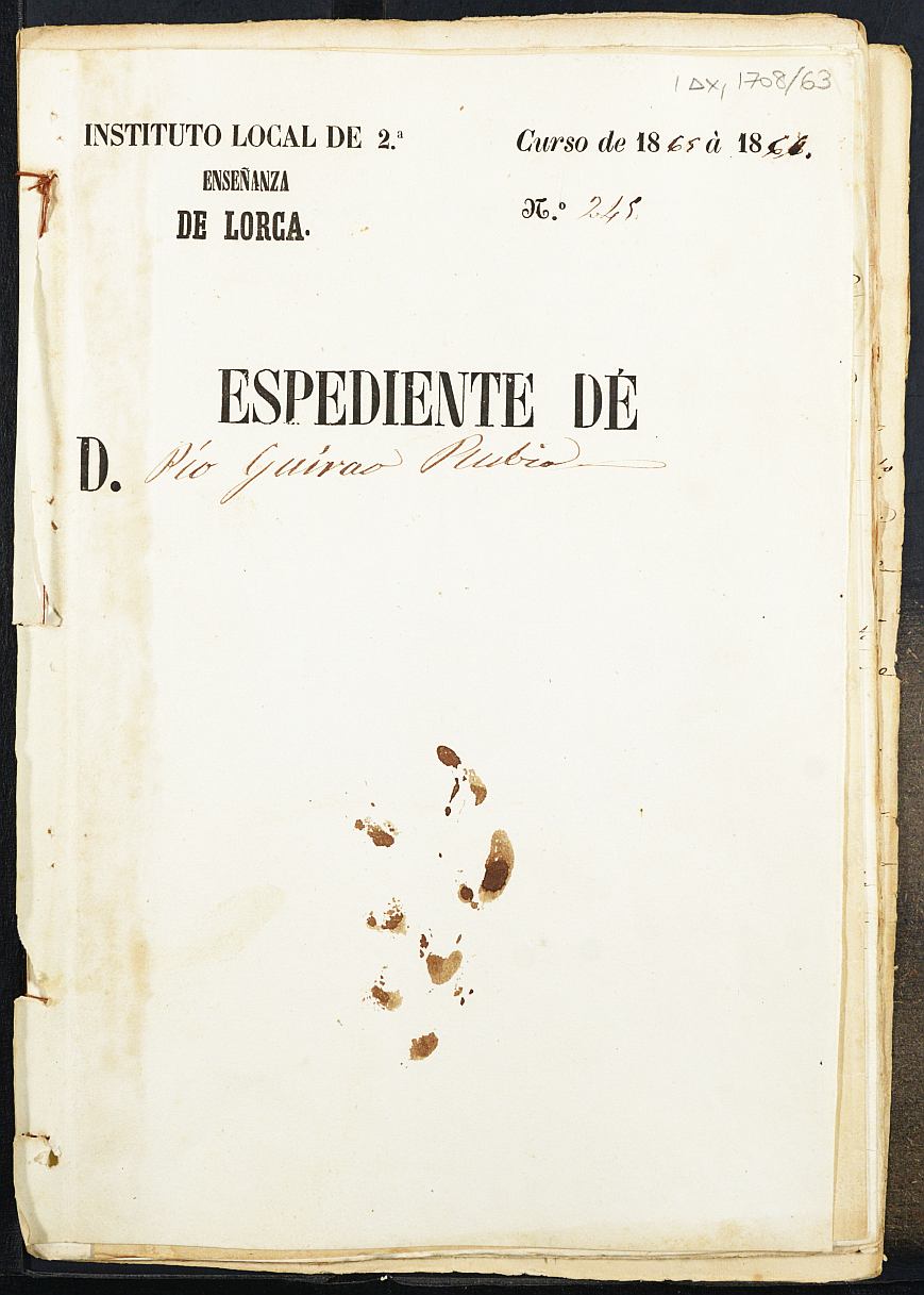 Expediente académico de Pío Guirao Rubio