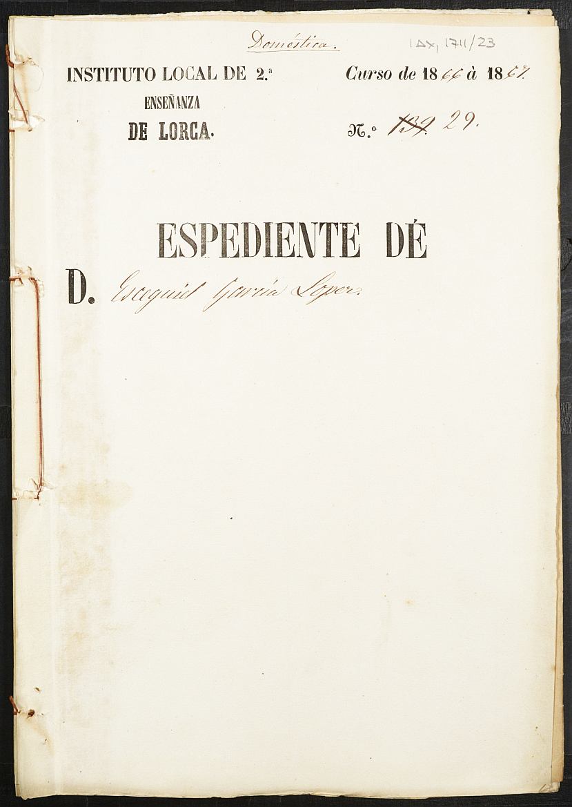 Expediente académico de Ezequiel García López