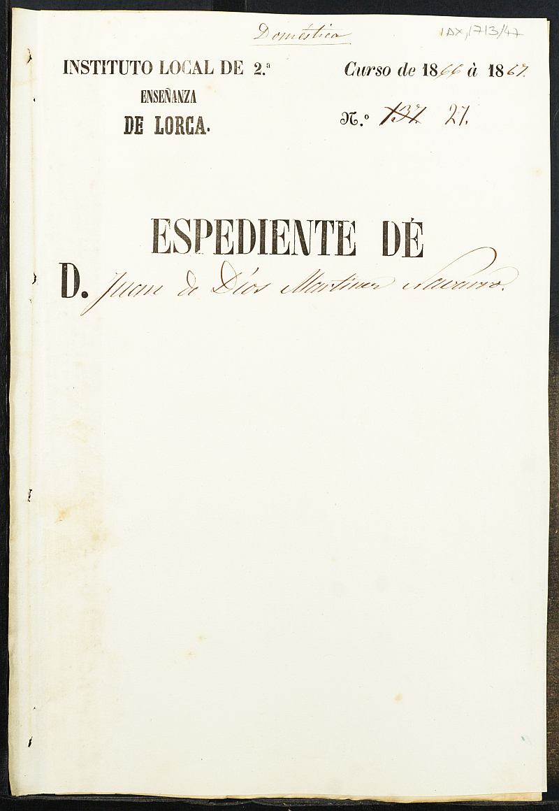 Expediente académico de Juan de Dios Martínez Navarro