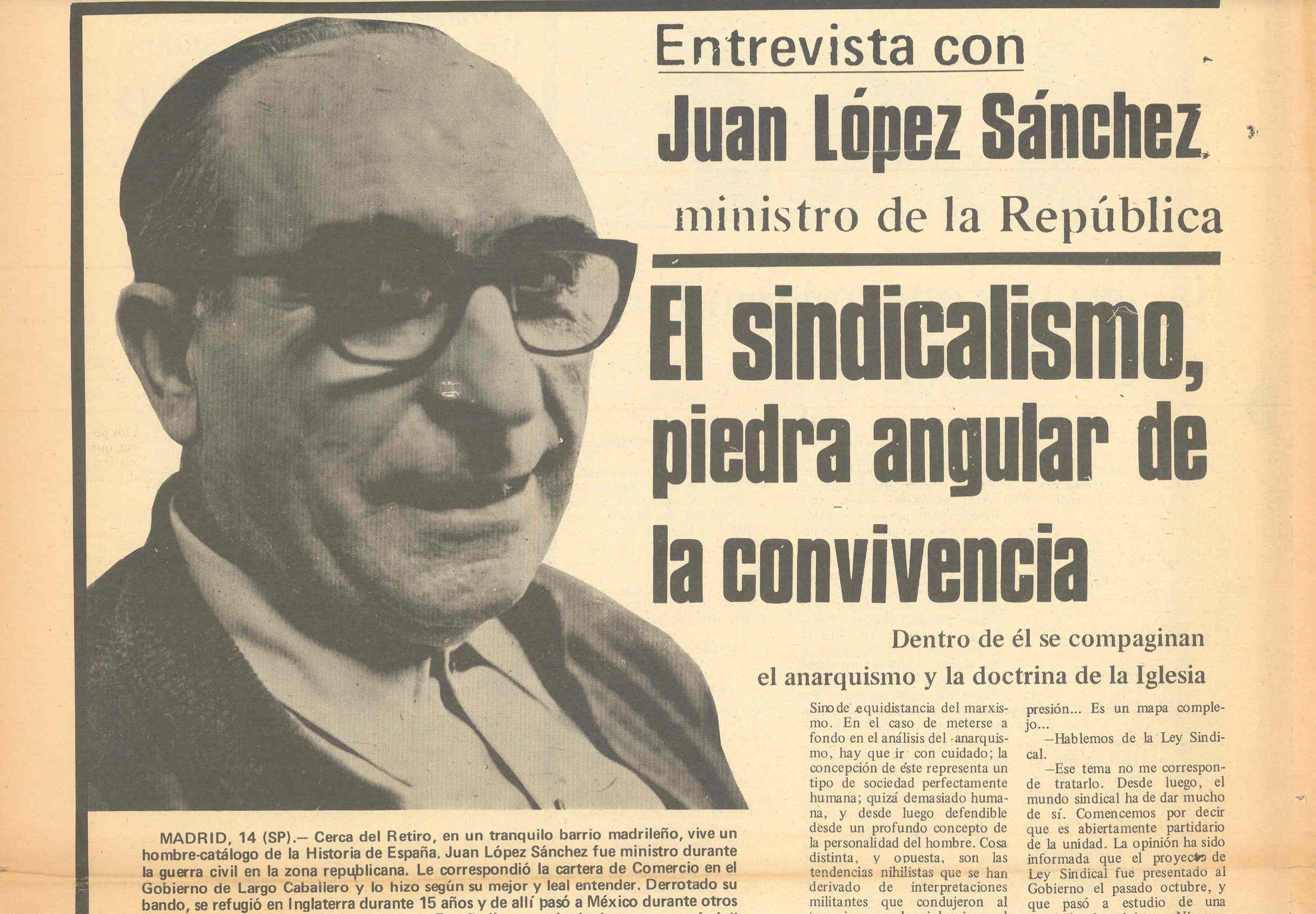 Entrevista en Diario SP a Juan López ministro de la República: El sindicalismo, piedra angular de la convivencia.