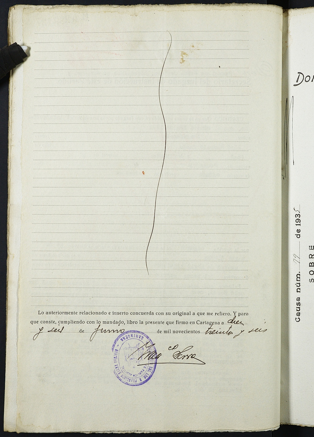 Registro de penados del Juzgado Municipal del Distrito de San Juan de Murcia. Años 1936 a 1942.
