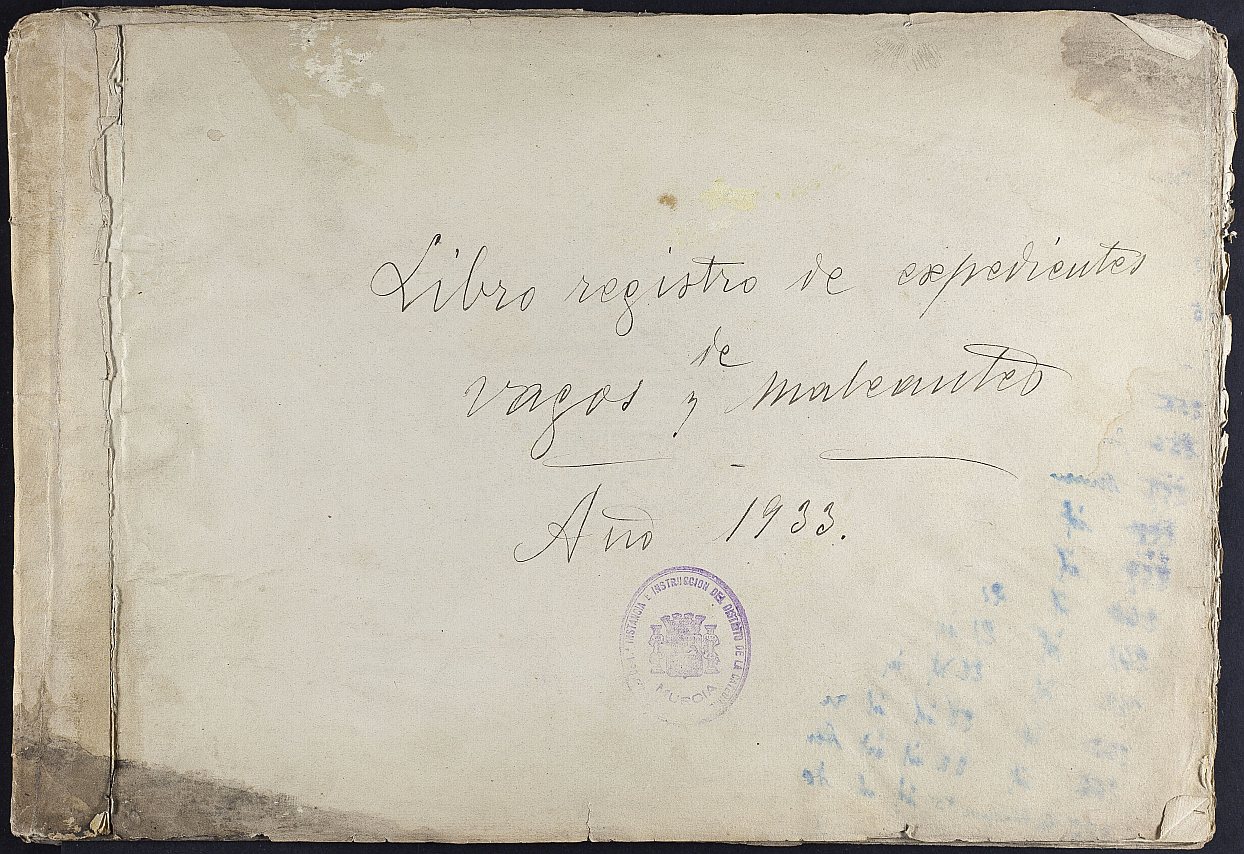 Libro registro de expedientes de vagos y maleantes del Juzgado de Instrucción del Distrito de La Catedral. Años 1933-1940.