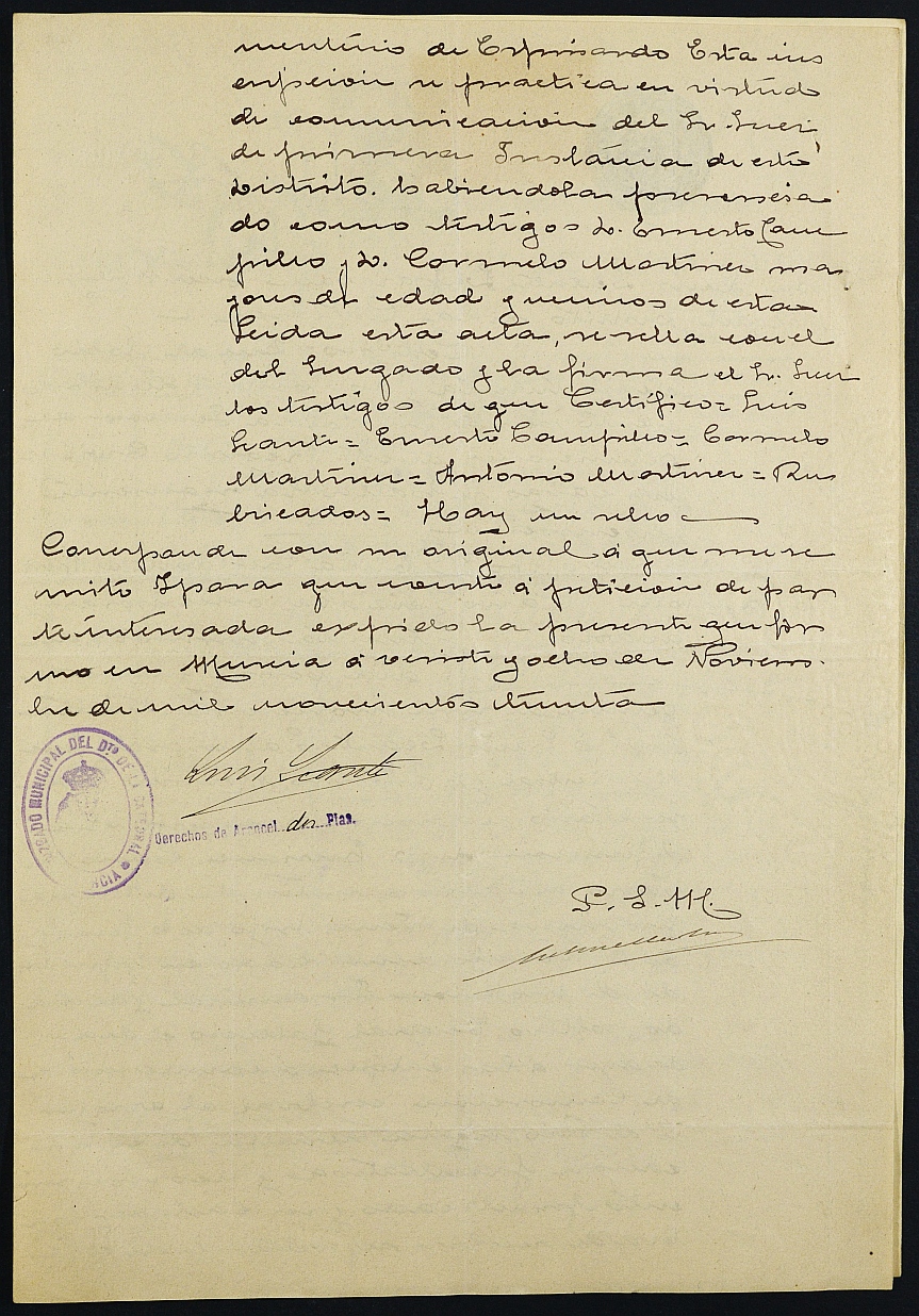 Declaración de herederos 1/1931 del Juzgado del Distrito de San Juan de Murcia a demanda de José Cano Navarro sobre la de su hermano Enrique Cano Navarro.