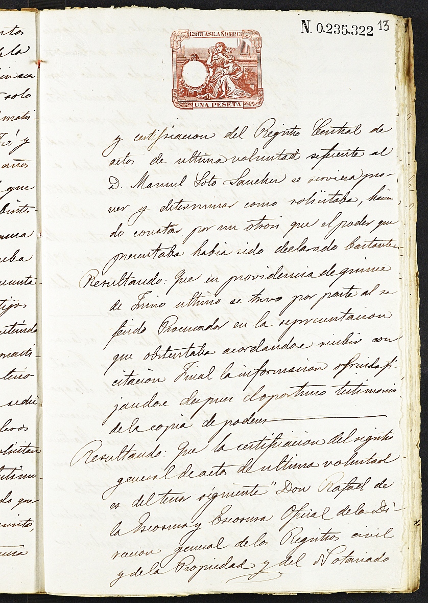 Declaración de herederos s.n./1893 del Juzgado del Distrito de San Juan de Murcia, por defunción de Isabel González Sánchez y Manuel Soto Sánchez.