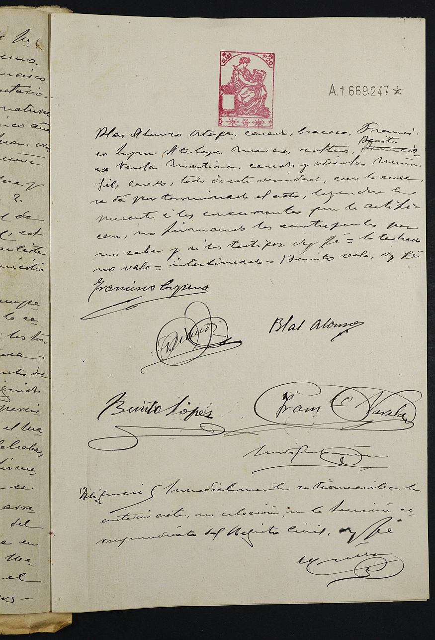Expediente para la inscripción de matrimonio civil en el Registro Civil de Yecla entre Juan Núñez Muñoz y Josefa Bautista Ponte.