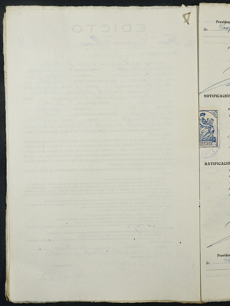 Expediente nº 32 para la inscripción de matrimonio civil en el Registro Civil de Yecla entre Francisco Arsenal Martínez y Nieves Carbonell Rodríguez.