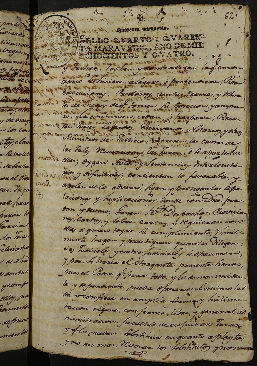 Registro de Agustín Carlos Roca, Cartagena: Escribano de Marina. Año 1804.