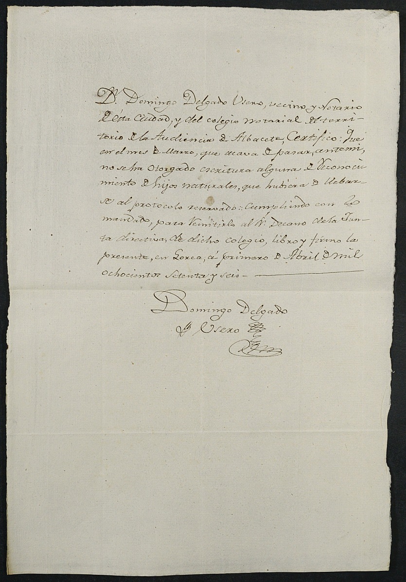 Índices de notarios de Lorca. Año 1876.