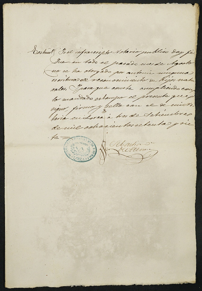 Índices de notarios de Lorca. Año 1877.