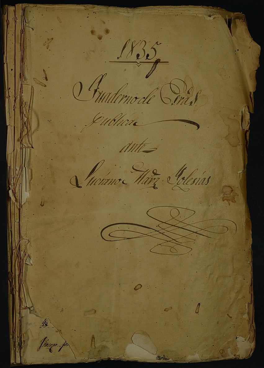 Índice de escrituras del notario de Abanilla Luciano Martínez Iglesias. Año 1835.